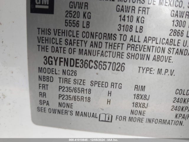 2012 CADILLAC SRX 3GYFNDE36CS657026 Photo 8