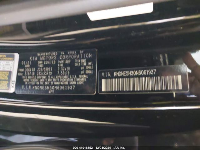 KNDNE5H30N6061937 KIA Carnival Mpv Sx Prestige