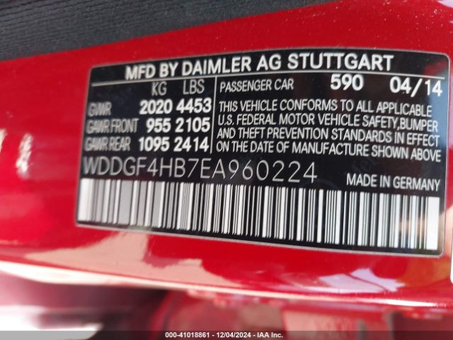 WDDGF4HB7EA960224 Mercedes-Benz C 250 Luxury/sport