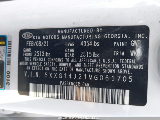 5XXG14J21MG061705 KIA K5 LXS