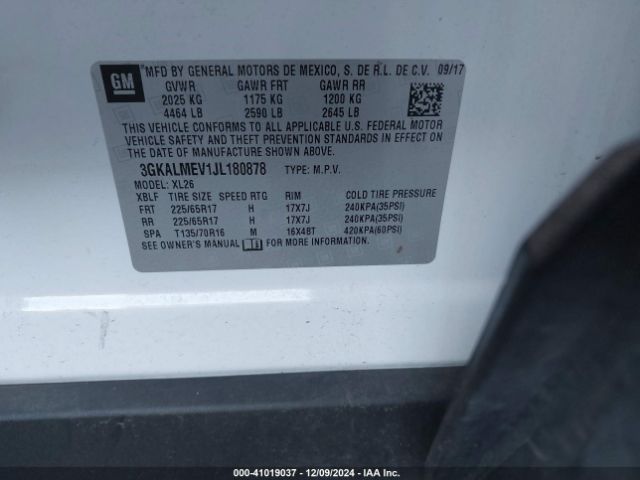 3GKALMEV1JL180878 GMC Terrain Sle