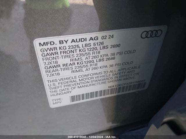 WA1DECF32R1110023 Audi Q3 Premium 45 Tfsi S Line Quattro Tiptronic