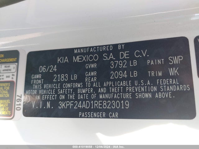KIA Forte Lxs 2024 3KPF24AD1RE823019 Image 9