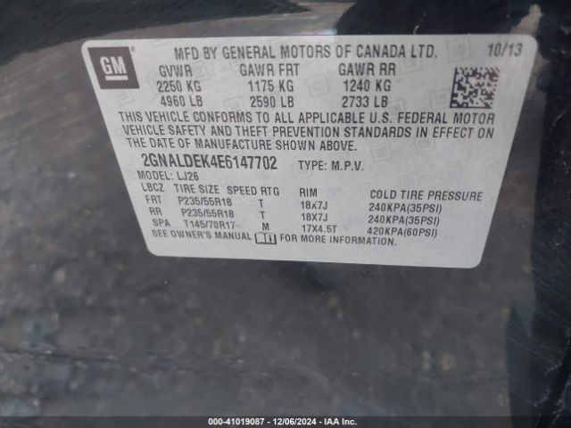 2GNALDEK4E6147702 Chevrolet Equinox Ltz