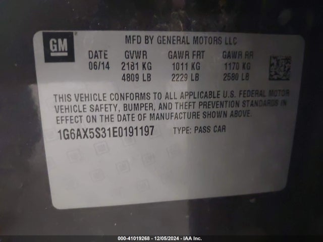 2014 CADILLAC CTS 1G6AX5S31E0191197 Photo 8