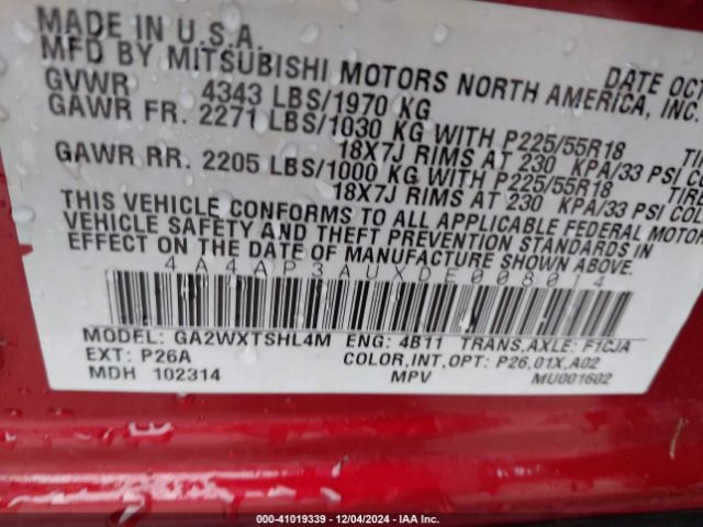 2013 MITSUBISHI OUTLANDER SPORT 4A4AP3AUXDE008014 Photo 8