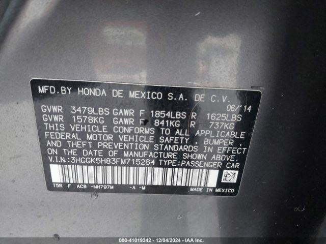 3HGGK5H83FM715264 Honda Fit Ex/ex-l