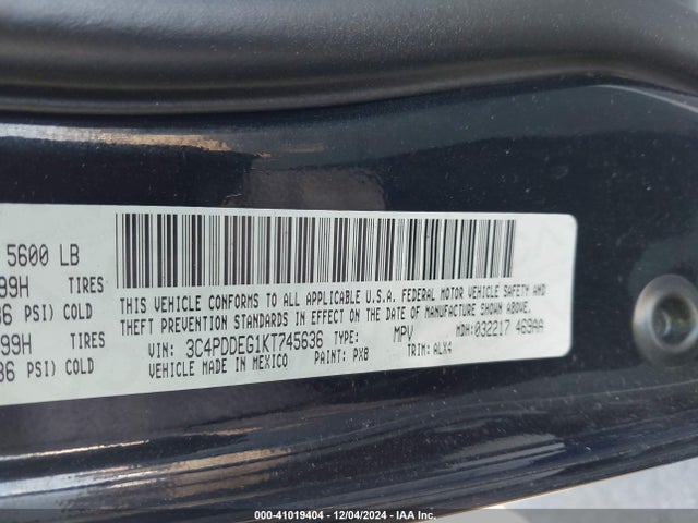 3C4PDDEG1KT745636 Dodge Journey Gt Awd