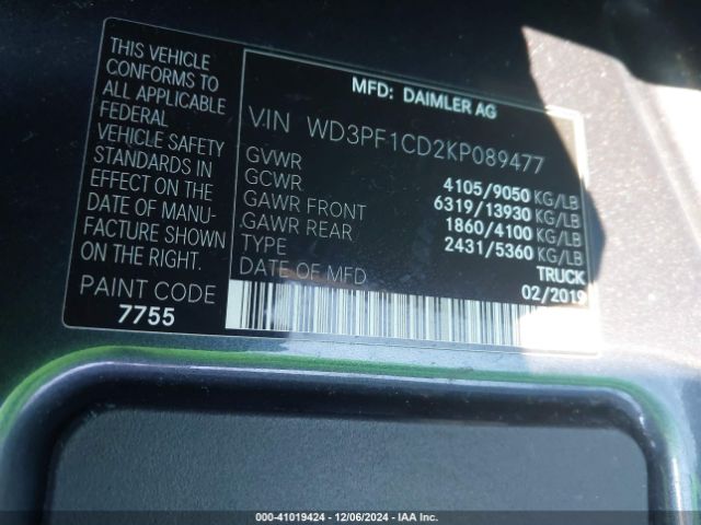2019 MERCEDES-BENZ SPRINTER 2500 WD3PF1CD2KP089477 Photo 8