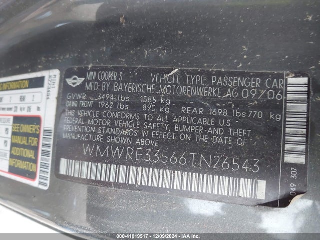 2006 MINI COOPER S WMWRE33566TN26543 Photo 8