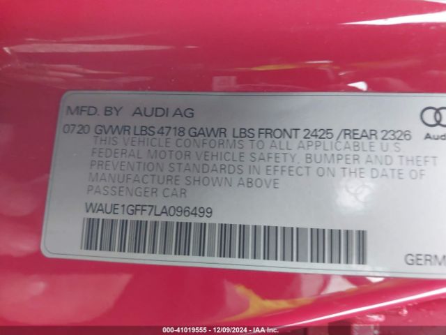 2020 AUDI S3 WAUE1GFF7LA096499 Photo 8