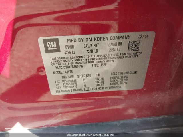 KL4CJDSBXEB669446 Buick Encore Premium