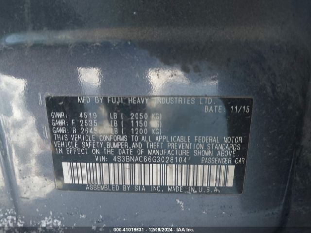 4S3BNAC66G3028104 Subaru Legacy 2.5i Premium