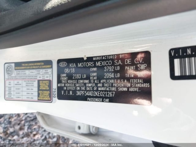 3KPF54AD2KE021267 KIA FORTE EX