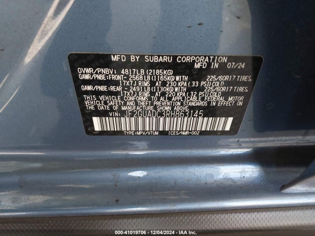 JF2GUADC3RH863145 Subaru Crosstrek Premium