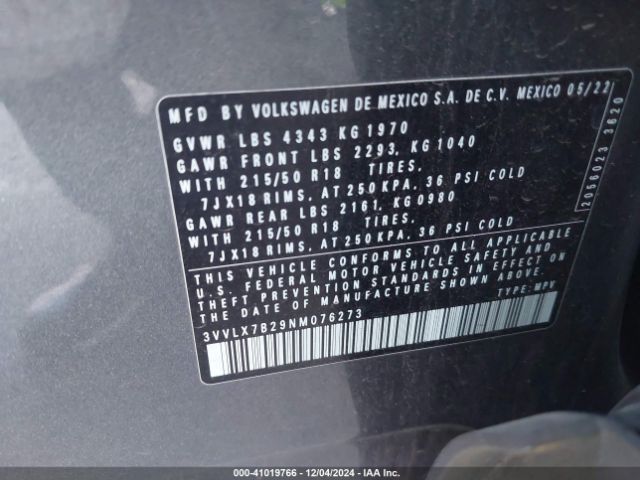 3VVLX7B29NM076273 Volkswagen Taos 1.5t Se