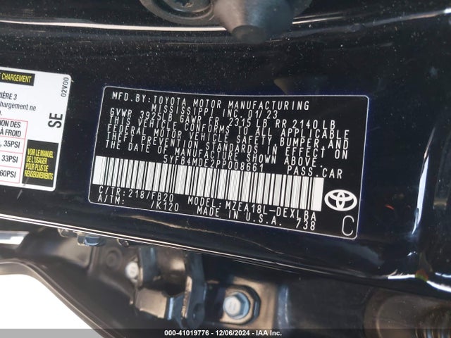 Toyota COROLLA LE 2023 5YFB4MDE2PP008661 Image 9