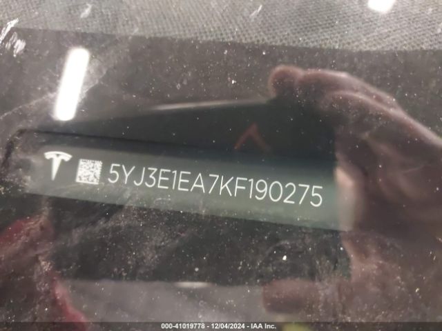 5YJ3E1EA7KF190275 Tesla Model 3 Long Range/mid Range/standard Range/standard Range Plus
