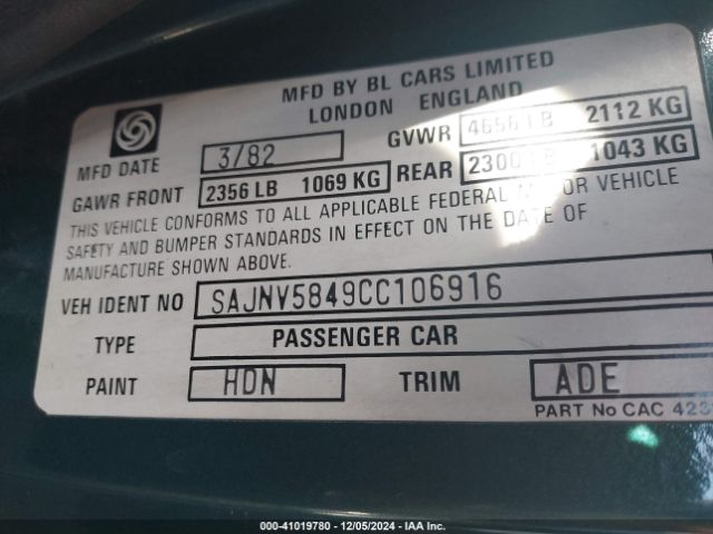 1982 JAGUAR XJS SAJNV5849CC106916 Photo 8