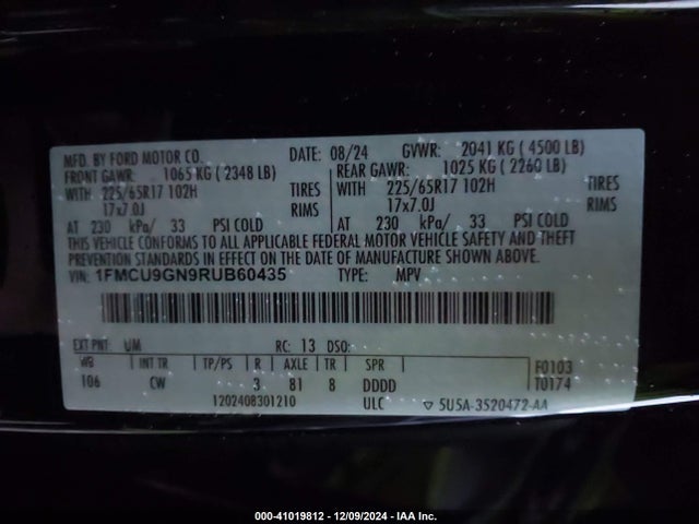Ford Escape Active 2024 1FMCU9GN9RUB60435 Image 9