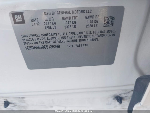 2012 CADILLAC CTS 1G6DE5E58C0135349 Photo 8