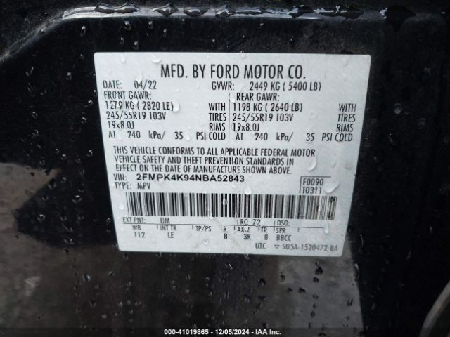 2FMPK4K94NBA52843 Ford Edge Titanium