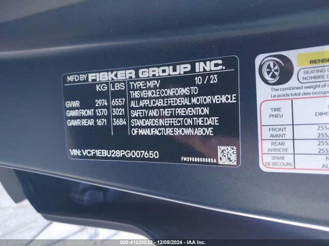 Fisker Ocean Extreme 2023 VCF1EBU28PG007650 Image 9
