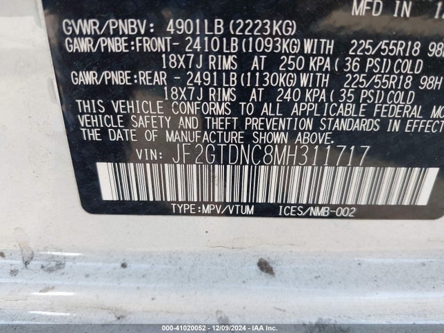 Subaru CROSSTREK HYBRID 2021 JF2GTDNC8MH311717 Image 9