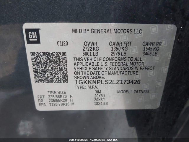 1GKKNPLS2LZ173426 GMC Acadia Fwd Denali