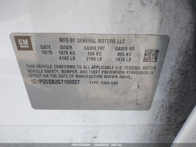 1G1PG5SB2G7188827 Chevrolet Cruze Limited Ltz Auto