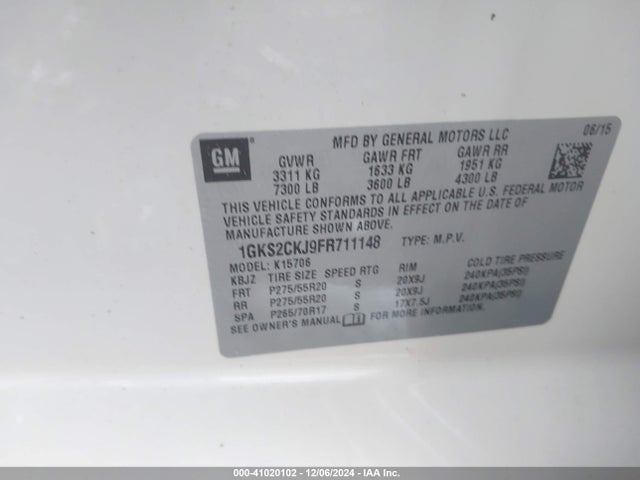 1GKS2CKJ9FR711148 GMC YUKON DENALI