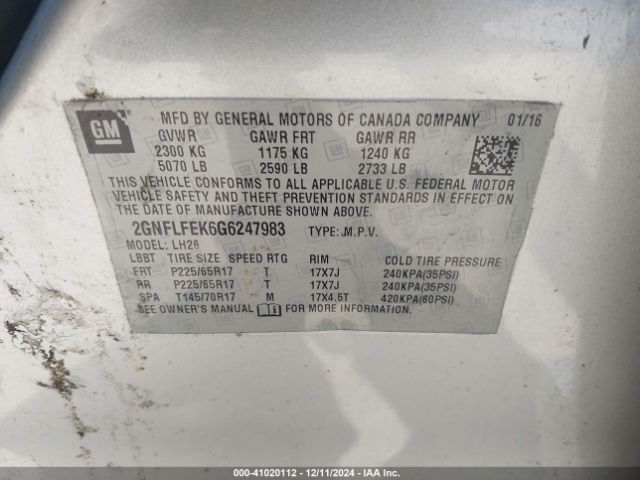 2GNFLFEK6G6247983 Chevrolet EQUINOX LT
