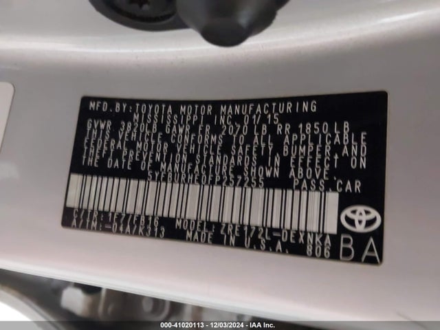 5YFBURHE0FP257255 Toyota COROLLA LE