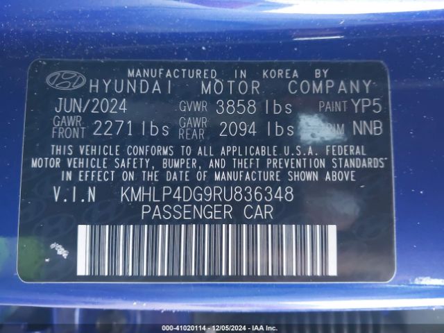 KMHLP4DG9RU836348 Hyundai Elantra Limited