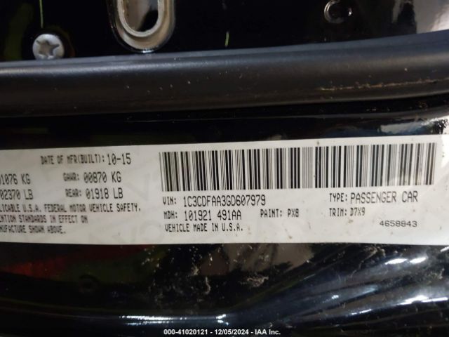 1C3CDFAA3GD607979 Dodge DART SE