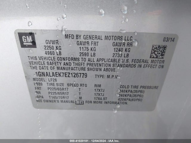 Chevrolet EQUINOX LS 2014 1GNALAEK7EZ126779 Image 9