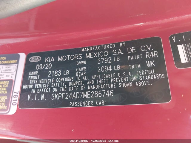 KIA Forte Lxs 2021 3KPF24AD7ME286746 Image 9