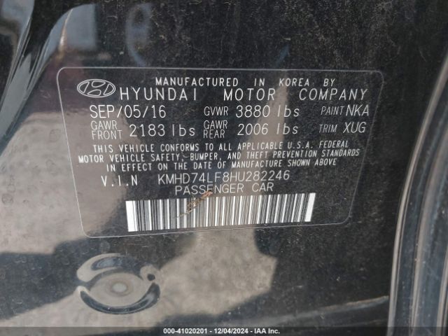 KMHD74LF8HU282246 Hyundai ELANTRA SE
