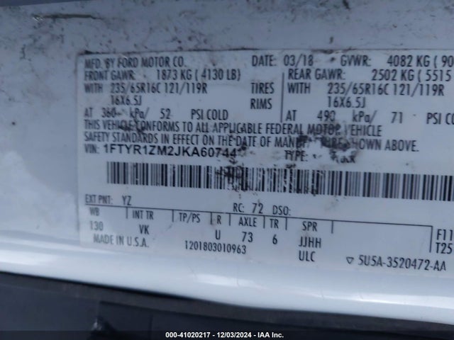 Ford Transit-250 2018 1FTYR1ZM2JKA60744 Image 9