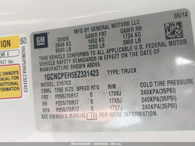 1GCNCPEH5EZ331423 Chevrolet Silverado 1500 Work Truck 2wt