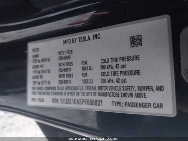 2023 TESLA MODEL 3 5YJ3E1EA3PF668831 Photo 8