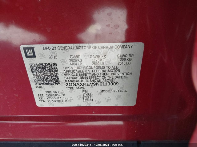 Chevrolet EQUINOX LT 2019 2GNAXKEV9K6113009 Image 9