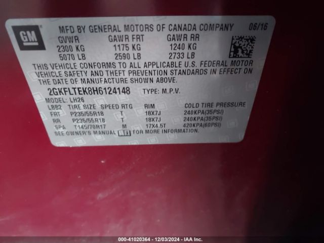 2GKFLTEK8H6124148 GMC Terrain Sle-2