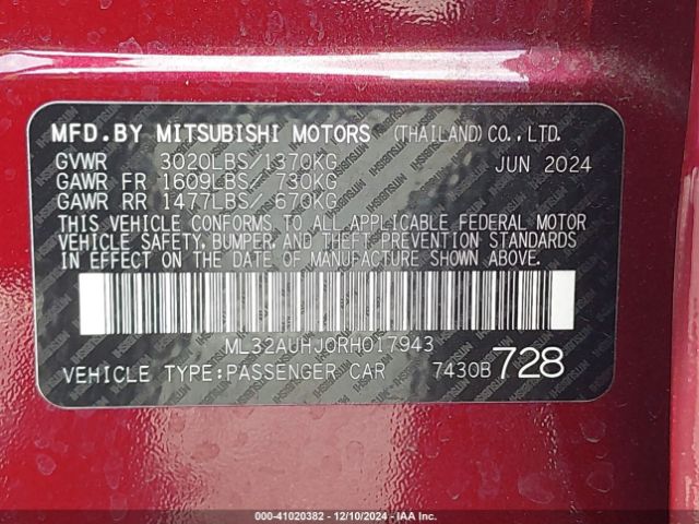 2024 MITSUBISHI MIRAGE ML32AUHJ0RH017943 Photo 8