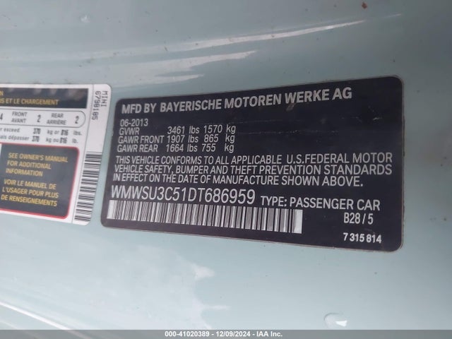 2013 MINI HARDTOP WMWSU3C51DT686959 Photo 8