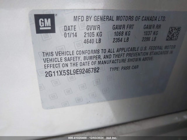 Chevrolet Impala 1fl 2014 2G11X5SL9E9246782 Image 9