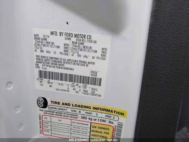 Ford F-150 Xlt 2014 1FTFW1ET0EKG06363 Image 9