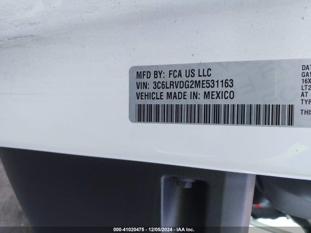 3C6LRVDG2ME531163 RAM Promaster 2500 High Roof 159 Wb