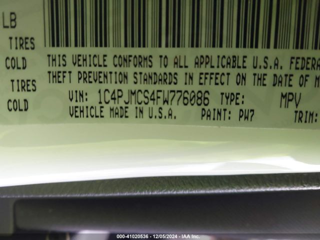 1C4PJMCS4FW776086 Jeep Cherokee Latitude Altitude