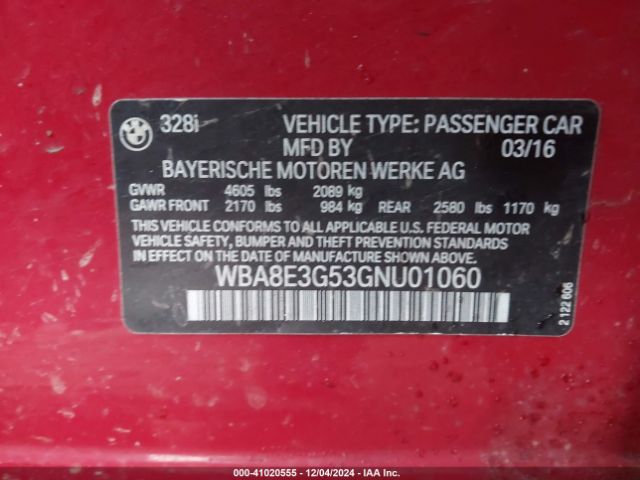 WBA8E3G53GNU01060 BMW 328i Xdrive
